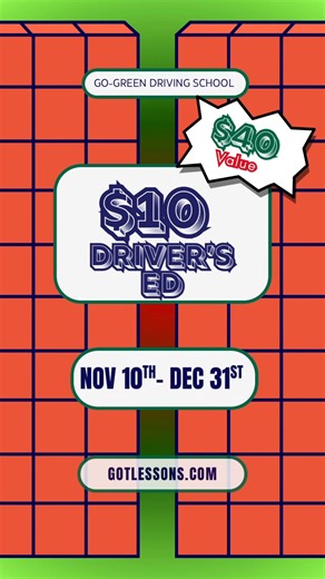 17 reactions | #fall SALE!! 螺 Snag Drivers Ed for $10 Now through the end of the year!! Use Coupon Code: GODEAL10 to steal this original $40 course ✅ Remember to always Go•Safe & Go•Green | Go-Green Driving School | Facebook
