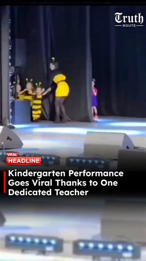 Truth Route News on Instagram: "A video circulating on social media shows a kindergarten teacher dressed in a bee costume leading her students, also dressed as bees, in a synchronized dance performance on a school stage. The teacher can be seen enthusiastically guiding the children through each move, keeping them engaged and confident throughout the routine. The clip has gone viral online, with viewers praising the teacher’s creativity, patience, and leadership. While the exact location and date