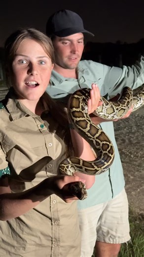 Brooke Carter 🐝 on Instagram: "Today - I caught my very first wild Burmese Python, what an adrenalin rush! 🤠🙌🏻"