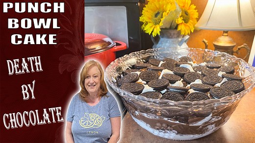 Death By Chocolate Punch Bowl Cake. Love Chocolate? This one's for you. See my recipe here: https://catherinesplates.com/death-by-chocolate-punch-bowl-cake/ | Catherine's Plates