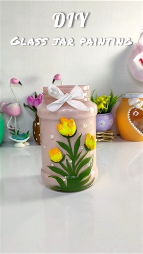 DIY glass jar painting 🌷#shorts#viral#diy#painting
