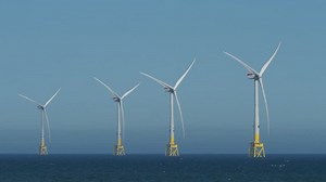 Part of the Aberdeen Bay Wind Farm, an offshore wind farm of 11 turbines located in the North Sea near Aberdeen, Scotland.