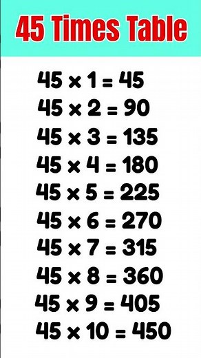 45 times table #shorts