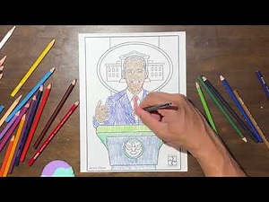 Black History Coloring Pages for Kids | Barack Obama Quiet Coloring Activity (13 Minutes)