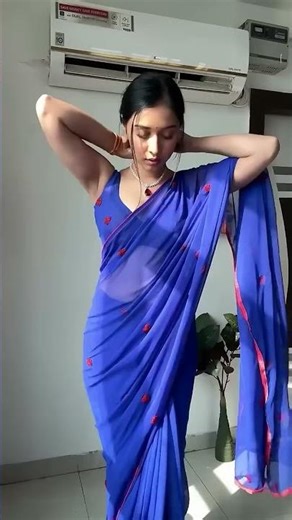 Full Blue And Red heart Saree By Tanya Mittal😎 _saree _blue _sareelove _blouse _viral _shorts