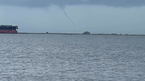 7.1K views · 142 reactions | Did you see how many water spouts happened in this video? Port Bolivar TX 8-1-25 9:00am | Bolivar Beach Report | Facebook