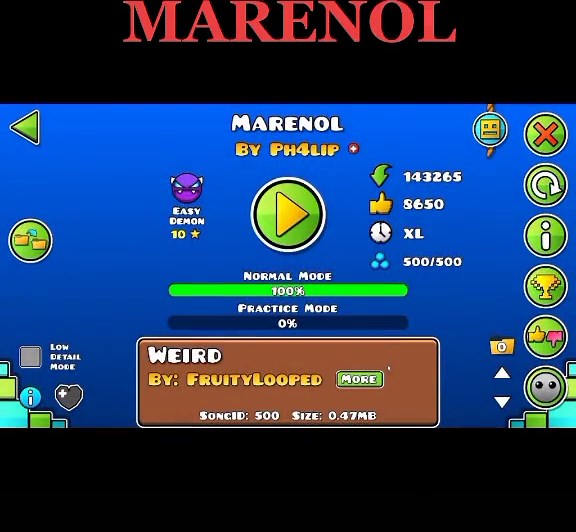 Exploring the MARENOL Level in Geometry Dash