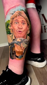 42K views · 3.3K reactions | Absolutely love this man!! The Crocodile Hunter Lodge Bindi Irwin @robertirwinphotography Tattoo done over 2 days Inkjecta Intenze Tattoo Ink Cheyenne Professional Tattoo Equipment Tattoo Wipe Outz Gorilla Glove #mambaglide Australia Zoo | Steve Butcher | Facebook