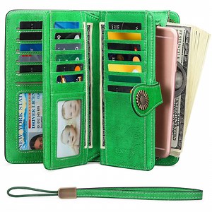 SENDEFN RFID Blocking Women's Casual Card Wallet, Green-2 - Walmart.com