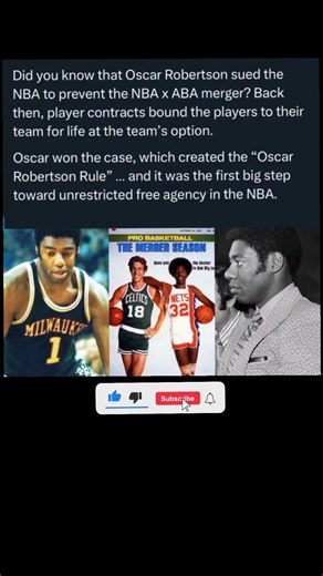 How Oscar Robertson Changed NBA History Forever! ⚖️🏀 #shorts ​#OscarRobertson #NBAHistory