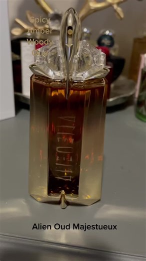 Alien Oud Majestueux by Mugler is a Amber Woody fragrance for women. Alien Oud Majestueux was launched in 2015. Top notes are Saffron and Cardamom; middle notes are Jasmine and Cashmeran; base notes are Agarwood (Oud) and Amber. @Mugler #mugler #muglerperfume #perfumecheck #perfumetiktok #fragrancecheck #fragrancetiktok #fragrance #perfume #perfumecollection #fragrancecollection #oudperfume #blackgirlluxury #blackgirltiktok #blackgirlfragrancetag #blackwomeninluxury