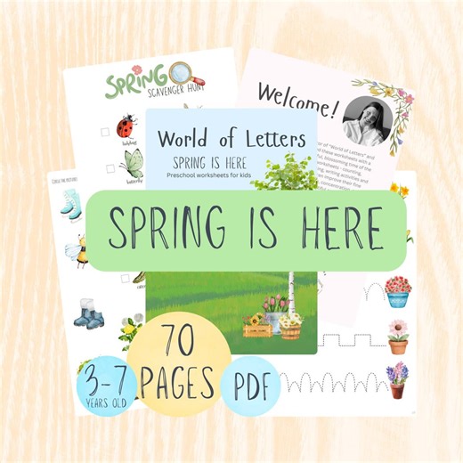 Spring Preschool Worksheets, Spring Worksheet Bundle, Digital Download - Etsy