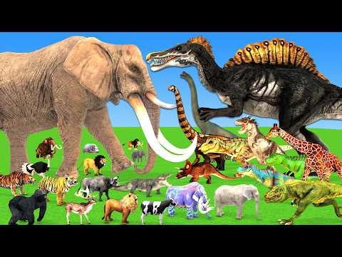 Epic Battle Mammoth Elephant vs T Rex Dinosaurs Versus Wild Animals Animal Revolt Battle Simulator