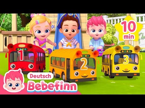Brumm, Brumm! Zehn Kleine Busse 🚌 | Mix | Zahlenlied | Bebefinn Deutsch - Kinderlieder