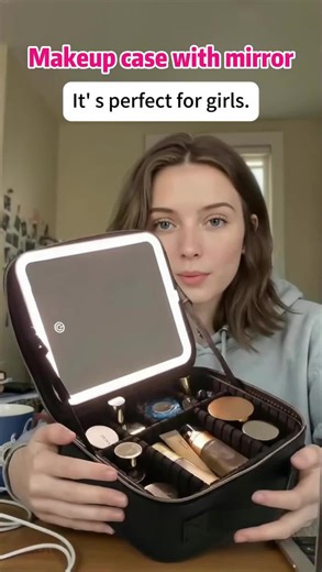 Makeup Bag With Mirror Cosmetic Train Case with Light #makeupvanitywithlights #makeupbundle #makeupgifts #magicpocketlazymakeupbag #playmakeupkit #smallmakeupvanity #makeupbeforeandafter #coachpurseunboxing #makeupvanityideas #furmaxmakeupvanity