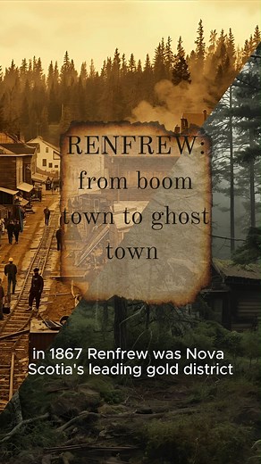 81K views · 939 reactions | 1867: Renfrew was Nova Scotia's biggest gold district. 700 miners. Blacksmiths. Hotels. Everything booming. 1874: It was over. The gold ran out. Everyone left. The forest took over. Today it's completely swallowed by nature. Just ruins and overgrown foundations.  Watch til the end for GPS coordinates #history #novascotia #gold #ghosttown | HMDS Nova Scotia Stories | Facebook