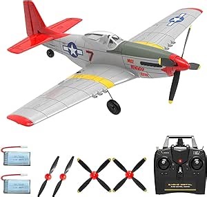 4 Channel Remote Control Airplane 2.4Ghz RC Plane with 3 Modes - Ready to Fly P51 Mustang RC Airplane RTF for Beginners Adults with Xpilot Stabilization System & One Key Aerobatic(Red)
