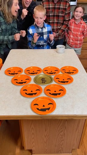 1.1M views · 16K reactions | Halloween Pumpkin Plate Party Game  Dad, mom, and the whole family play funny halloween ball bounce party game for fun prizes like candy. Whoever bounces the ping pong bal on the golden plate, wins a special prize better than all the rest. "  This video was produced by Network Media and Benson Bros" | Play Together Stay Together | Facebook