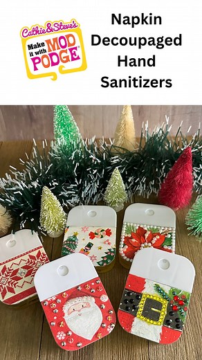 6.3K views · 157 reactions | Create handmade mini hand sanitizer gifts with napkins and Mod Podge! Cathie from Handmade Happy Hour with Cathie Filian is teaching this fun giftable DIY that is perfect for teachers and coworkers. They are adorable stocking stuffers too! #crafts #handmade #diy | Handmade Happy Hour with Cathie Filian | Facebook