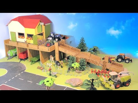Trecker mit mega Bauernhof - Traktoren, Güllewagen und Anhänger - Farm for Kids & Tractor