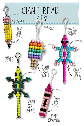 Giant Sized Bead Craft Kit by Make Pretty Shhh – DIY Lizards (pink & Turquoise and Green) - Etsy