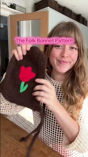 The folk bonnet pattern! a beginner knit and crochet blend #artfyp #folkart #bonnet #knittedbonnet