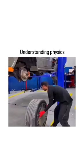 @joy_trend_01 | The video demonstrates a leverage technique for lifting heavy car tires, where mechanics insert a pry bar under the rim to apply torque,... | Instagram