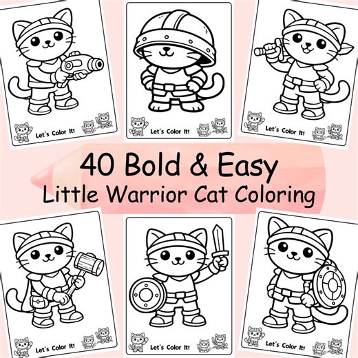 Warrior Cat Coloring Pages for Kids – Cute & Easy Printable Cat Coloring Sheets - Etsy Canada