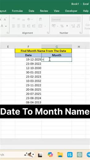 Find Month Name from The Date #shorts #excel #statlytic