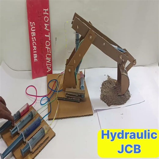 hydraulic jcb working model for science project exhibition - shorts - diy - howtofunda