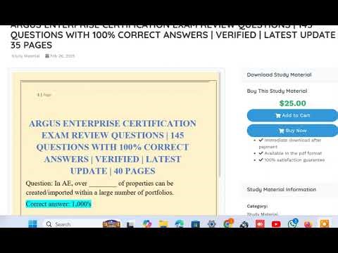 ARGUS ENTERPRISE CERTIFICATION EXAM REVIEW QUESTIONS