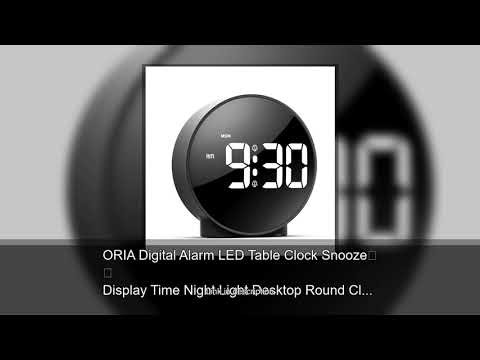 ORIA Digital Alarm LED Table Clock Snooze Display Time Night Light Desktop Round Clock USB Alar