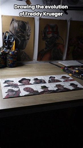 Drawing the complete evolution of Freddy Krueger✏️ #drawing #challenge #shorts