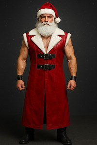 Santa Inspired Red Leather Vest: Faux Fur Collar Christmas Costume - Etsy