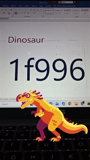 Dinosaur Design! 🦖 MS Word Amazing Symbol Trick! ডায়নোসার আকুন সহজেই #ডিজাইন #dinosaur #shorts