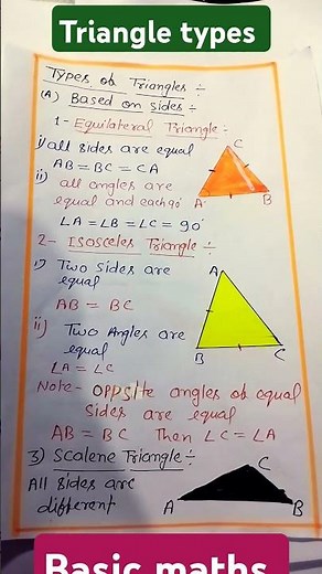 Types of triangle according to sides #triangles