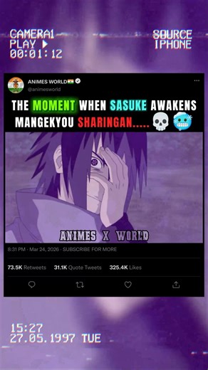 sasuke uchiha awakens MANGEKYOU SHARINGAN🥶#narutoshippuden #shorts