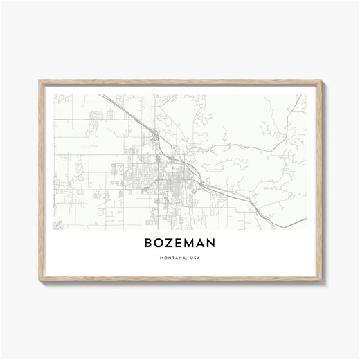 Bozeman Map Landscape Print, Montana Poster, Gallatin Valley Wall Art, USA Street Decor - Etsy UK