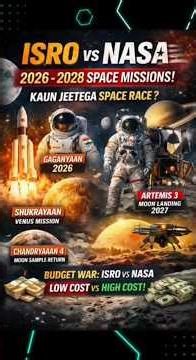 ISRO vs NASA 😳 | Next 3 Space Missions Explained! #ISRO #NASA #SpaceRace #Gaganyaan #Artemis
