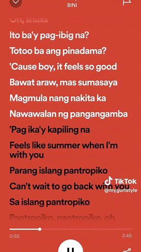 Pantropiko Lyrics Song - Bini Pantropiko Challenge