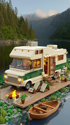 Stunning LEGO Camper Van by the Lake! | Cozy RV Build
