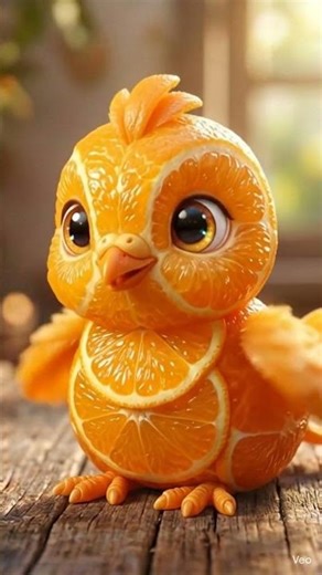 Cute Orange Bird Baby Made of Fruit 🍊🐦 | Adorable Fruity Animal Animation