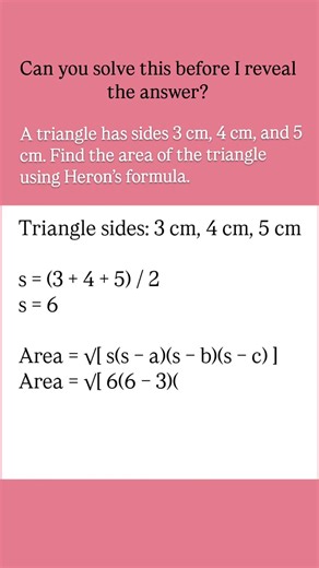 Triangle area in seconds — no height needed 😎Follow Maths Paglu for more simple maths tricks! 🔥