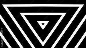 Geometric triangles background pattern made from black and white bar. Eternity and deep. Seamless loop.