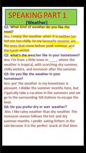 Ielts Speaking Part-1 Weather | Climate