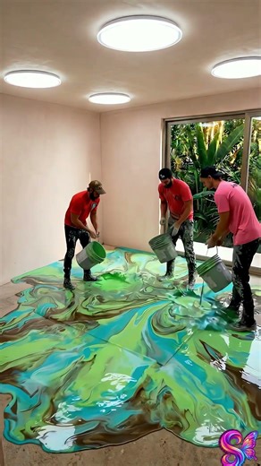 CRAZIEST EPOXY FLOOR EVER 😱 Aquarium Installation Masterpiece #epoxyfloor #luxury #satisfying