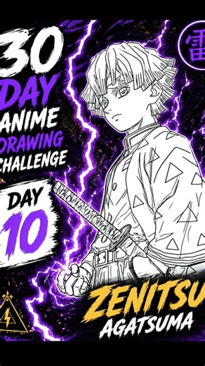 ⚡ Drawing Zenitsu Agatsuma | Day 10 of 30 Day Anime Drawing Challenge! 🔥|#shorts #drawing #anime