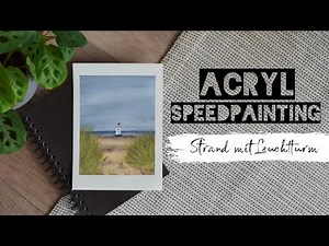 Malen im JULI | Schnell und einfach - Strand mit Leuchtturm