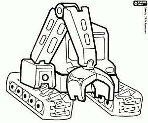 A digger with demolition clamp coloring page printable game