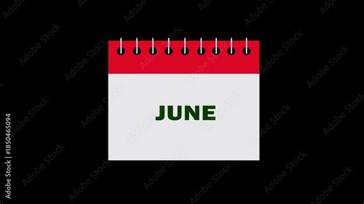 Animated monthly calendar from January to December. A tear-off paper calendar that lets you change the time of year. 4K video.